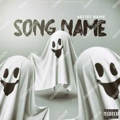 Portada de álbum prediseñada «Ghosts» — una idea visual original sin equivalente cercano en el catálogo, en una gama en blanco y negro