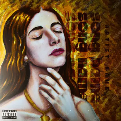Portada de álbum prediseñada «Goddess» — una idea visual original sin equivalente cercano en el catálogo, en matices anaranjados