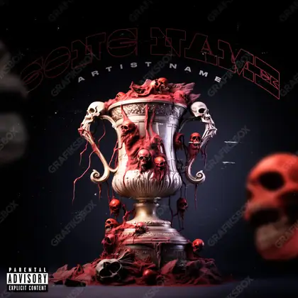 Premade album cover “Trophy Death” — a grim scene holding its tension in a red palette