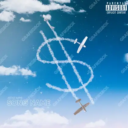 Обложка для трека с ретротехникой «Plane Dollar» — в синих тонах