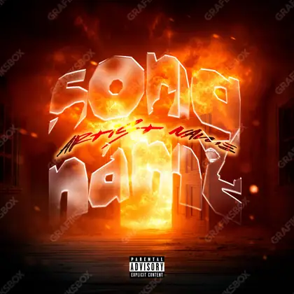 Portada de álbum prediseñada «Fire Entry» — fuego y humo en cuadro, en una gama naranja