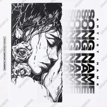 Portada de álbum prediseñada «Worries» — un encuadre que no encaja en una sola categoría, en una gama en blanco y negro