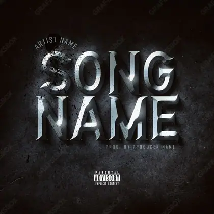 Premade album cover “Metal” — metallic texture and liquid shine in a monochrome palette