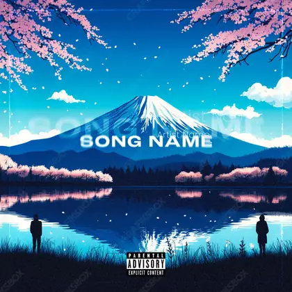 Portada de álbum prediseñada «Fuji» — un encuadre que no encaja en una sola categoría, en tonos azules fríos