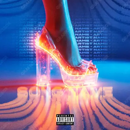 Portada de álbum prediseñada «Steps of Fire» — un encuadre caliente: chispas, calor, humo, en una gama azul