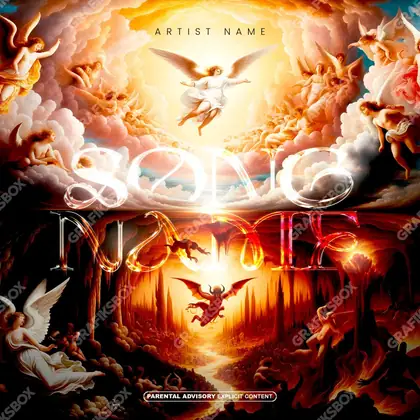 Portada de álbum prediseñada «Universe» — una escena cósmica: estrellas, planetas, vacío, en una gama naranja