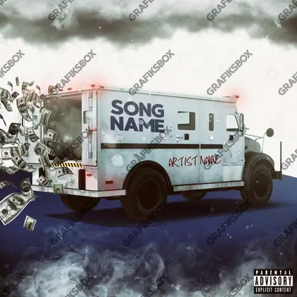 Portada de álbum prediseñada «Armored Car» — un auto en cuadro y sensación de velocidad, en una gama en blanco y negro