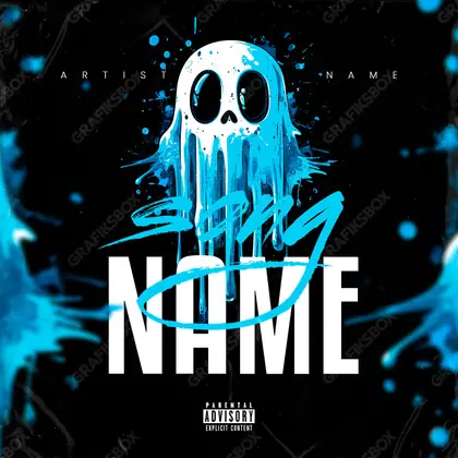 Premade album cover “Splash Ghost” — harsh imagery in a low-key frame in cool blue tones