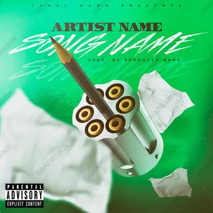 Portada de álbum prediseñada «Shooting Verses» — una idea visual original sin equivalente cercano en el catálogo, en matices verdes