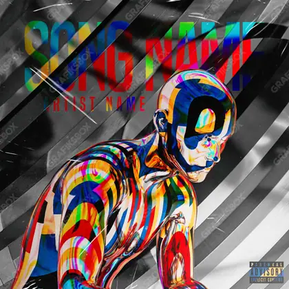 Portada de álbum prediseñada «Society» — una idea visual original sin equivalente cercano en el catálogo, en una gama roja