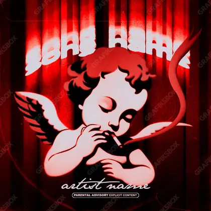 Portada de álbum prediseñada «Depletion» — un encuadre que no encaja en una sola categoría, en una gama roja