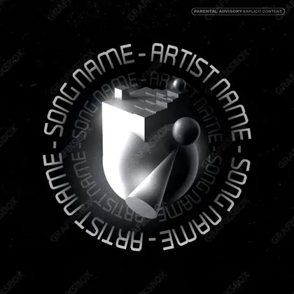 Portada de álbum prediseñada «Geometry» — una composición abstracta de formas, degradados y grano, en una paleta monocroma
