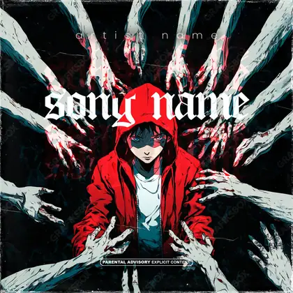 Premade album cover “Soul Stealer” — a grim scene holding its tension in deep red tones