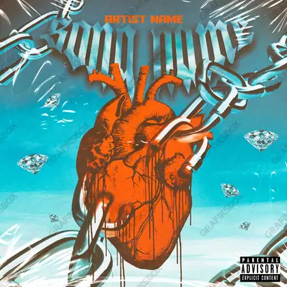 Готовая обложка для трека про любовь «Wounded Heart» — в синих тонах