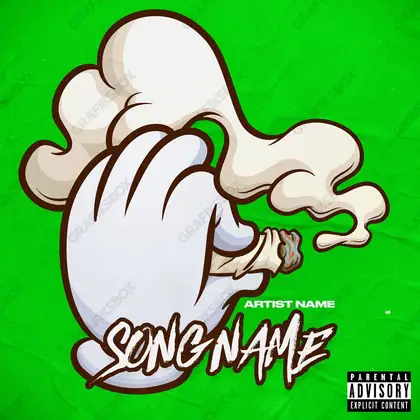 Premade album cover “Mickey Weed” — an original visual idea with no close match in the catalogue in a green palette