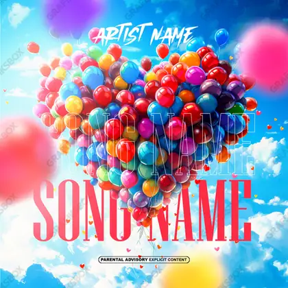 Обложка для трека про любовь «Love Balloons» — в синих тонах
