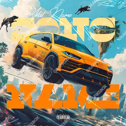 Premade album cover “Miami Urus” — a subject with a character of its own in an orange palette