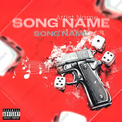 Portada de álbum prediseñada «Lyrical Gun» — arte oscuro con una atmósfera pesada, en tonos rojos intensos