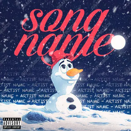 Portada de álbum prediseñada «Sad Snowman» — una escena melancólica bajo luz apagada, en tonos azules fríos