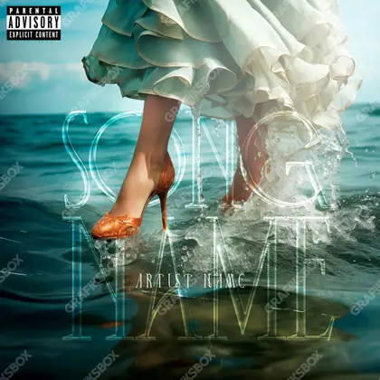 Portada de álbum prediseñada «On water» — un paisaje con el horizonte abierto, en tonos azules fríos