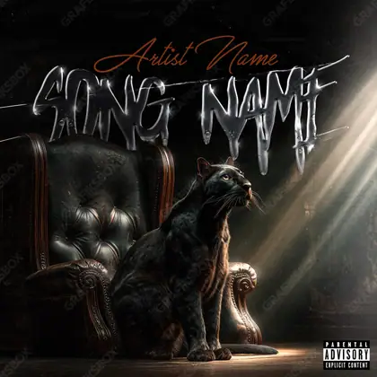 Premade album cover “Panther King” — a male subject and a tight, deliberate composition in a black and white palette