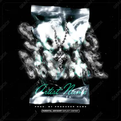 Portada de álbum prediseñada «Chrome Bag» — aristas de vidrio y reflejos fríos, en una gama en blanco y negro
