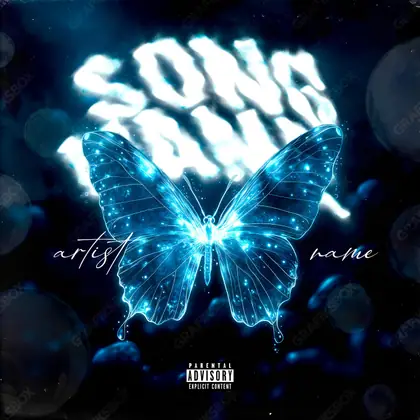 Premade album cover “Bubblyfly” — an original visual idea with no close match in the catalogue in cool blue tones