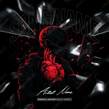 Premade album cover “Shooter Soul” — a grim scene holding its tension in deep red tones
