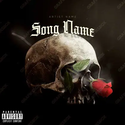 Готовая обложка для трека с цветами «Skull n Rose» — в оранжевых тонах