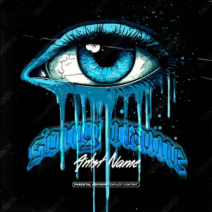 Premade album cover “Blue Gaze” — a portrait frame with a clean composition in a blue palette