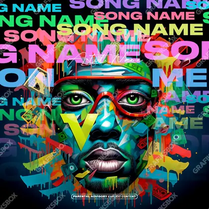 Premade album cover “Colorful Face” — a face in frame and deliberate shadow in a blue palette