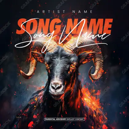 Portada de álbum prediseñada «Goal Goat» — un encuadre que no encaja en una sola categoría, en tonos rojos intensos