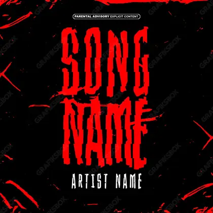 Premade album cover “Red Room” — an urban frame with dense city texture in deep red tones