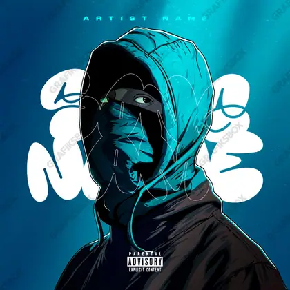 Portada de álbum prediseñada «Bandolero» — una idea visual original sin equivalente cercano en el catálogo, en tonos azules fríos