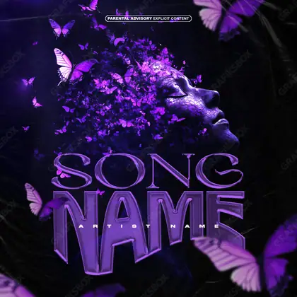 Premade album cover “Inventiveness” — a subject with a character of its own in a purple palette