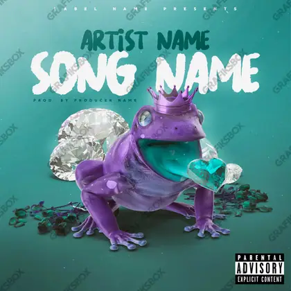 Portada de álbum prediseñada «Diamond Frog» — textura cara: metal, piedras, esmalte, en una gama azul