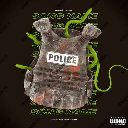 Portada de álbum prediseñada «Police Snaketag» — un motivo con carácter propio, en matices verdes