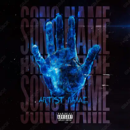 Premade album cover “Blue Hand” — a face in frame and deliberate shadow in a blue palette
