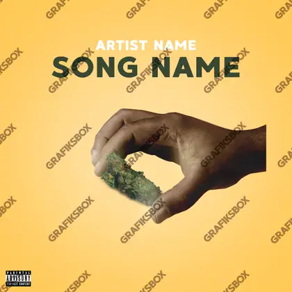 Premade album cover “Hand Bud” — a close portrait built around the eyes in orange shades