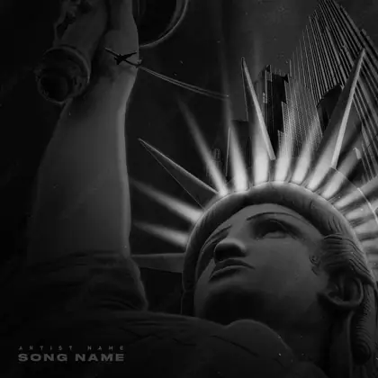 Premade album cover “The City” — an urban frame with dense city texture in a black and white palette
