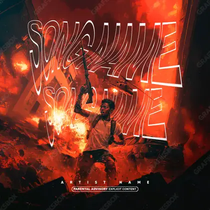 Portada de álbum prediseñada «Global War» — un motivo con carácter propio, en una gama roja