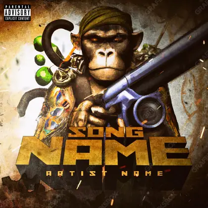 Обложка для песни «Jungle War» — в оранжевых тонах