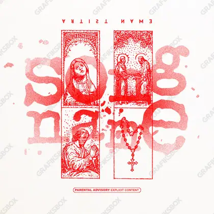Обложка для трека «The Holy Stamp» — в красных тонах