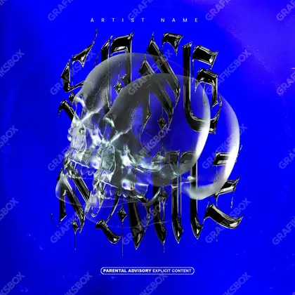 Premade album cover “Twin Skull” — dark art with a heavy atmosphere in a blue palette