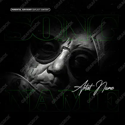 Premade album cover “Cash Boss” — expensive texture — metal, stones, gloss in a monochrome palette