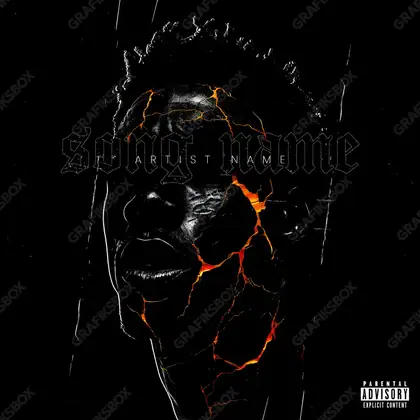 Premade album cover “Lava Face” — a face in frame and deliberate shadow in a black and white palette