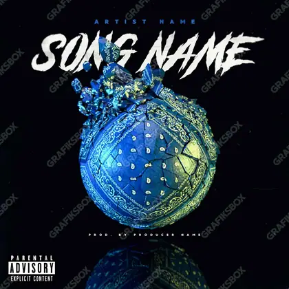 Portada de álbum prediseñada «Bandana Ball BLUE» — una idea visual original sin equivalente cercano en el catálogo, en tonos azules fríos