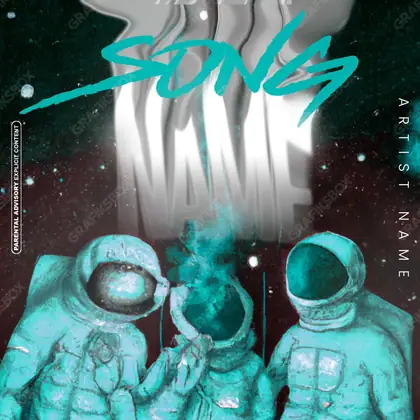 Portada de álbum prediseñada «Space Smoke» — un campo de estrellas y luz fría, en tonos azules fríos