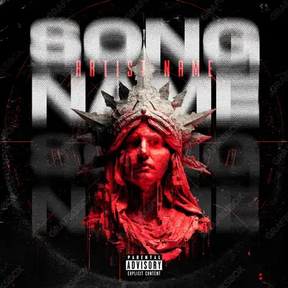 Premade album cover “Queen Blood” — harsh imagery in a low-key frame in a red palette
