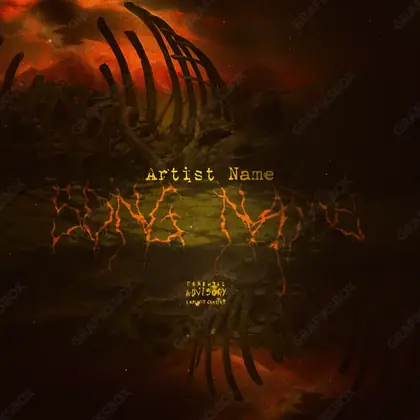 Portada de álbum prediseñada «Banished» — un encuadre que no encaja en una sola categoría, en una gama naranja